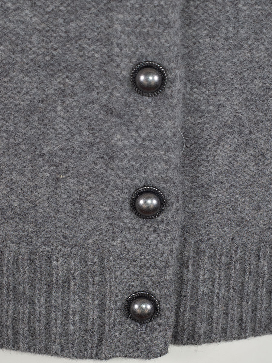 fei scho schee Strickjacke, midgrey, weite Puffarme #4