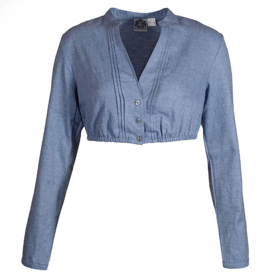 Hammerschmid Anni Dirndlbluse, hellblau, Langarm, Flanell, Fischgrat #1