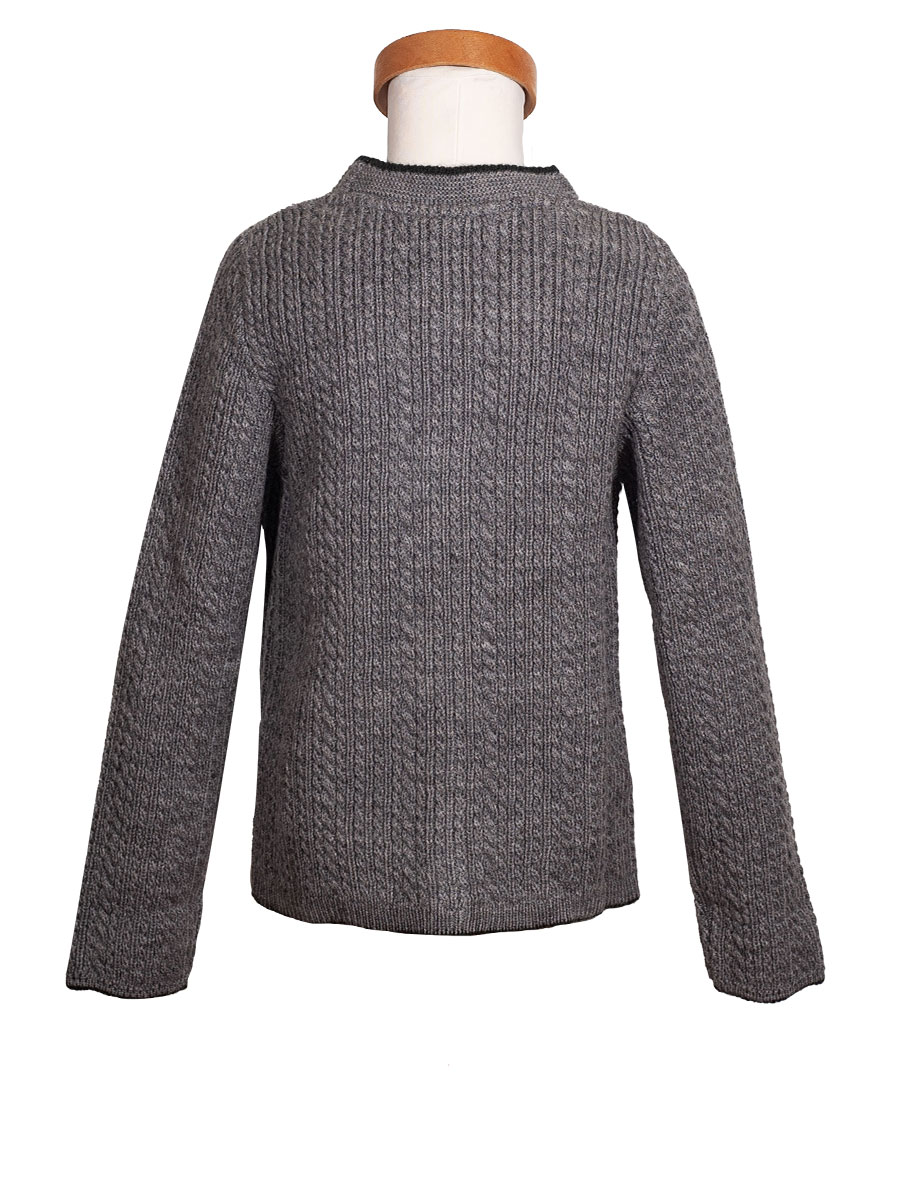 Hammerschmid Seeon Strickjacke, Jungen, hellgrau, grüne Einfassung #2