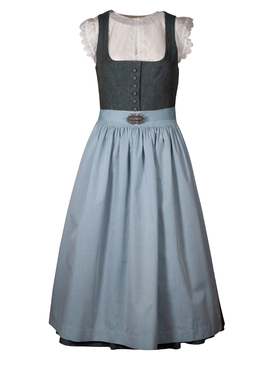 hausg'macht Leinendirndl Pillersee, türkis, Schürze mit Schließe, 80lg #1