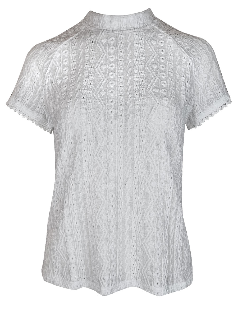 Berwin & Wolff Shirt, weiß, Lochmuster, hochgeschlossen #1