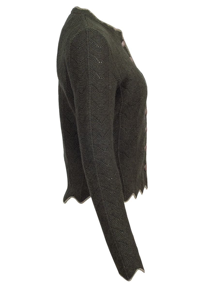 Astrifa Eberfing Strickjacke, lodengrün, beige Einfassung, Silberknöpfe #2