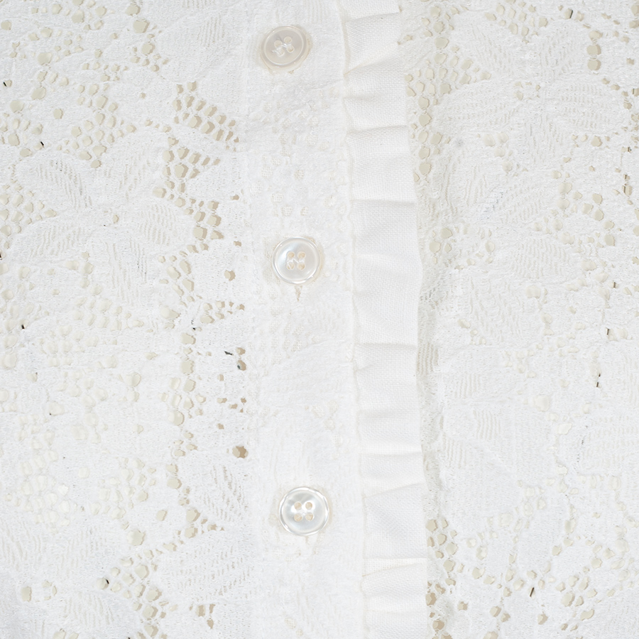 KINGA MATHE Dirndlbluse Gina, naturweiß, Spitze, hochgeschlossen, Kragen mit Rüschen #3