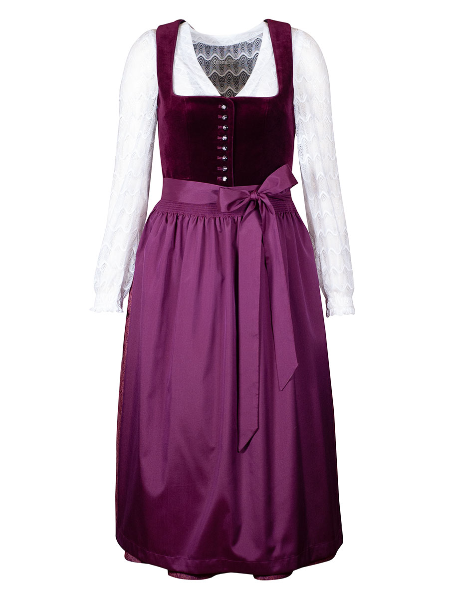 Kaiserjäger Dirndl Dana, Samt, weinrot, festlich, 80lg #1