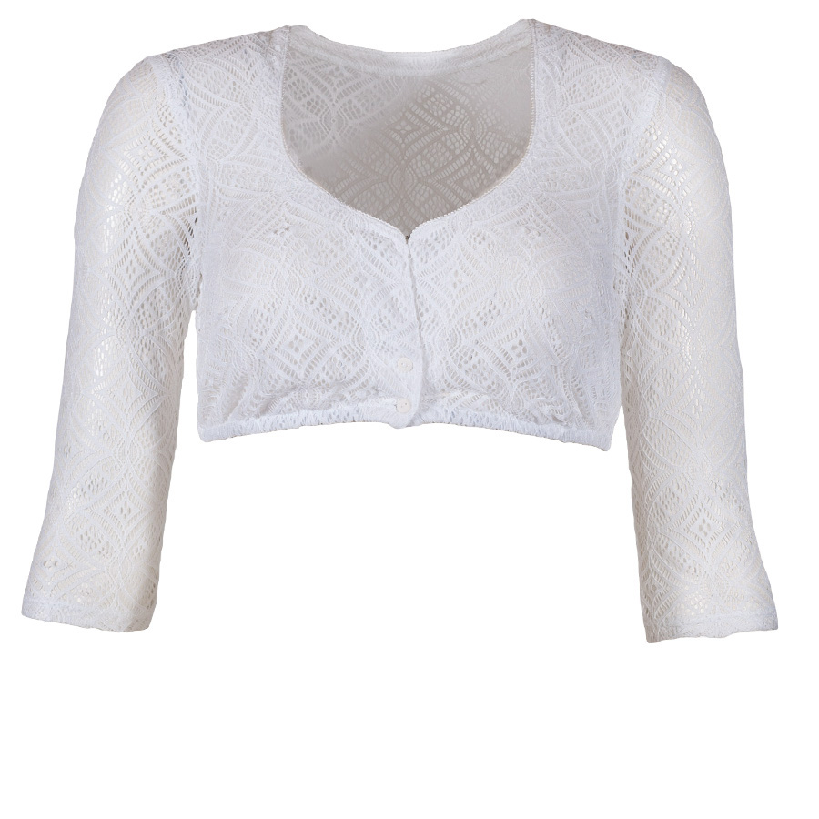 Waldorff Dirndlbluse, weiß, Spitzenbluse, 3/4-Arm, Herzausschnitt #1