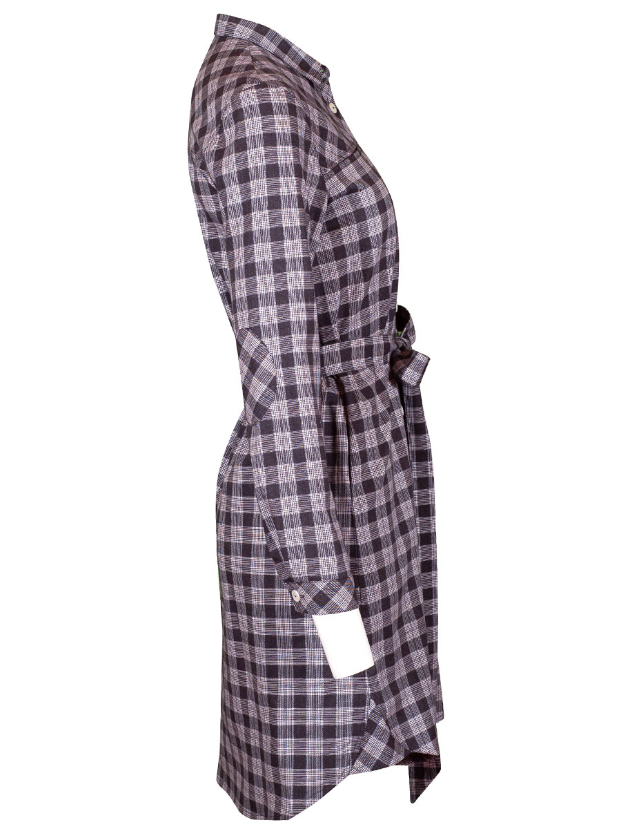 Hammerschmid Hemdkleid Zellersee, schwarz kariert, Stoffgürtel #2