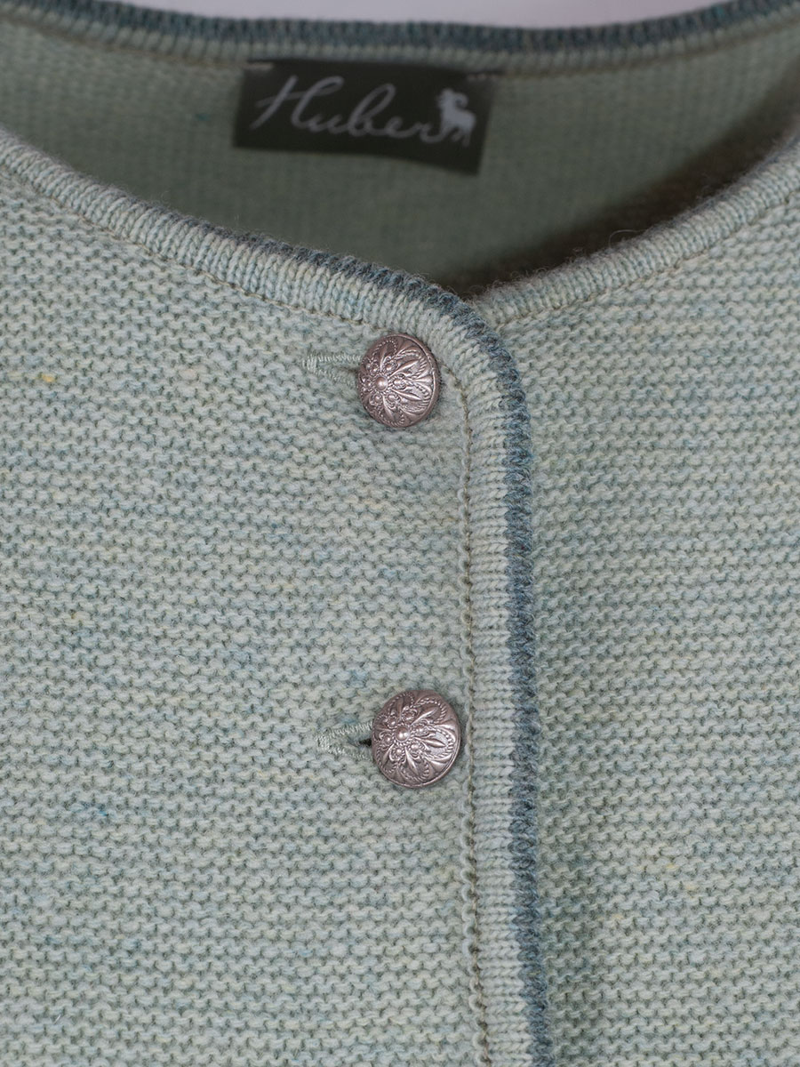 Huber Strickjacke, mint, Einfassung in grün, Zackenbund #2