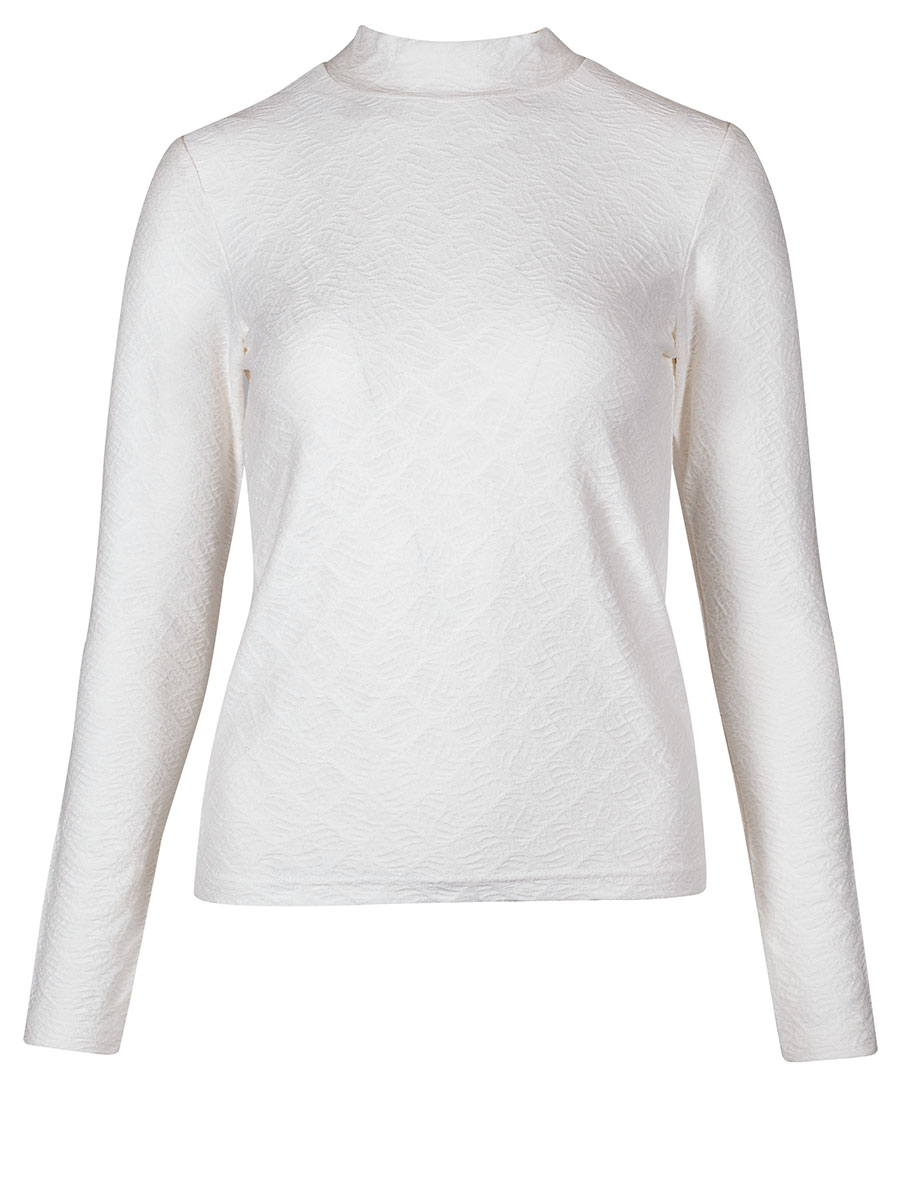 Hammerschmid Langarmshirt Havel, ecrue, gemustert, Stehkragen #1