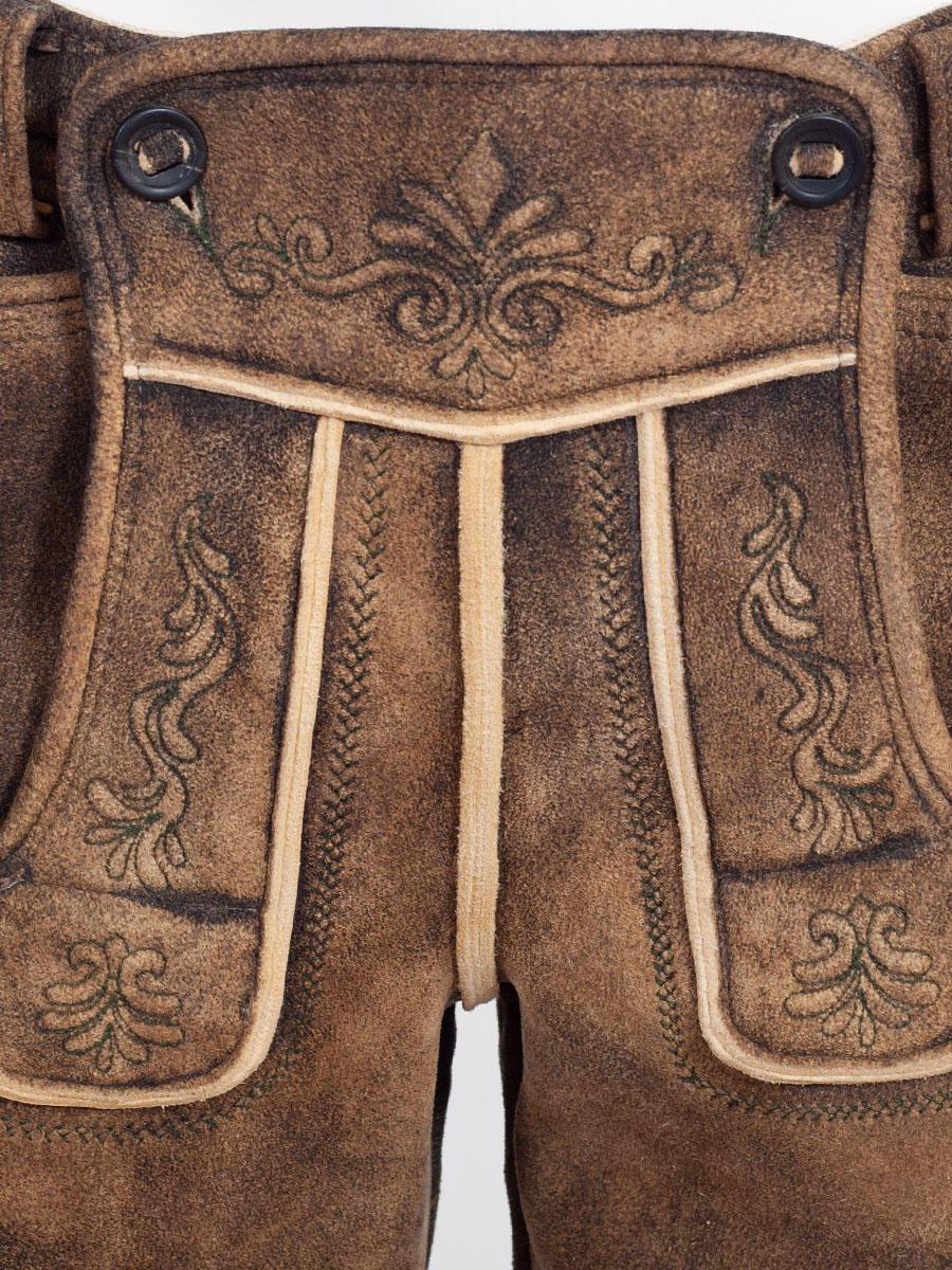 hausg´macht Hochwertige Lederbundhose Wallgau, Hirsch, sämisch, eibe #4