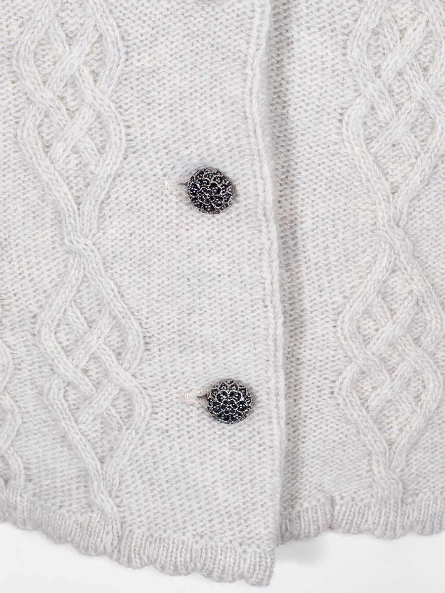 Stapf Strickjacke Dalia, ecru, Zopfmuster, Kelchkragen #3