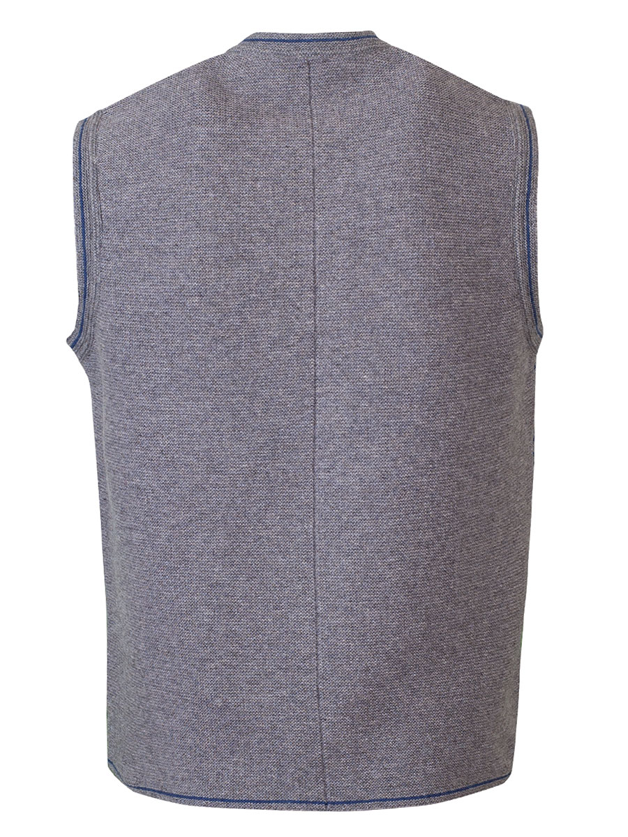 hausg'macht Strickweste Seppi grau, leicht, blau gemustert #2