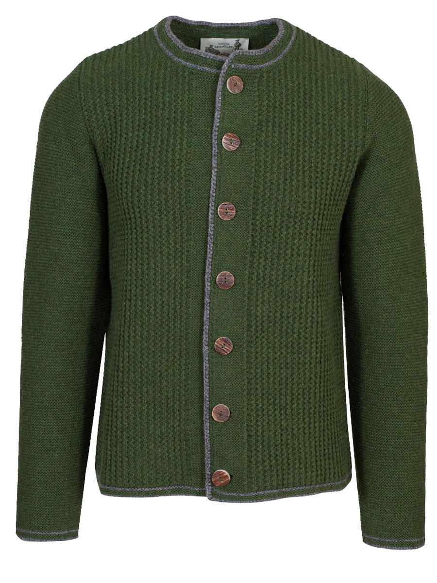 Strickjacke Dominik, grün, graue Einfassung #1