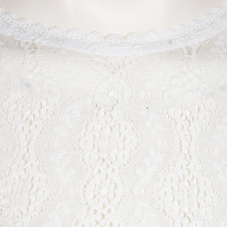 Waldorff Dirndlbluse, weiß, Spitze, transparent, hochgeschlossen, Flügelarm #3