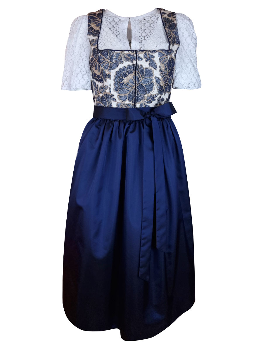 Berwin & Wolff Dirndl blau, festlich, Blumenstick, 80lg #1