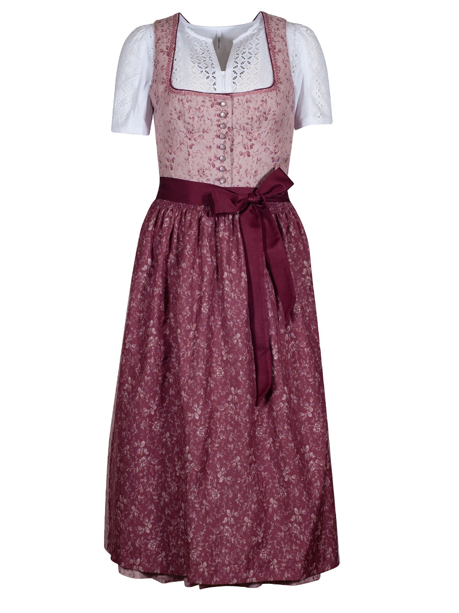 Wenger Baumwolldirndl Isabella, zartrosa-weinrot, 80lg #1