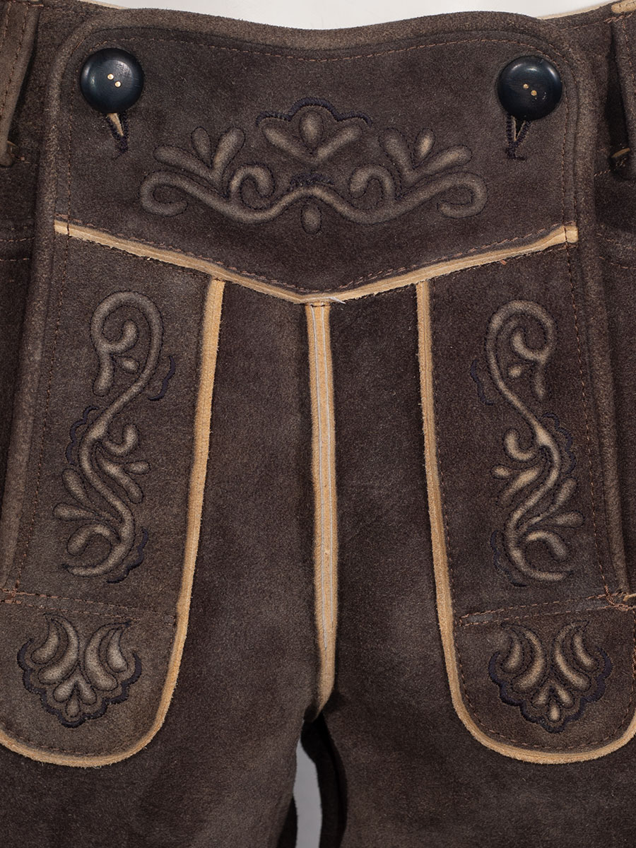 Weinbauer Kurze Lederhose Alois, ahorn, schwarze Stickerei, Ziegenvelour #6