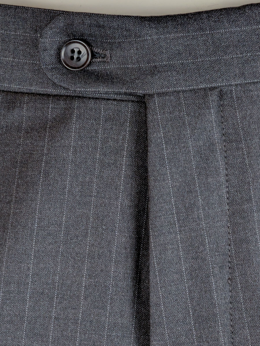 Viererspitz Stresemannhose, Anzugshose, anthrazit, grünes Paspol #4