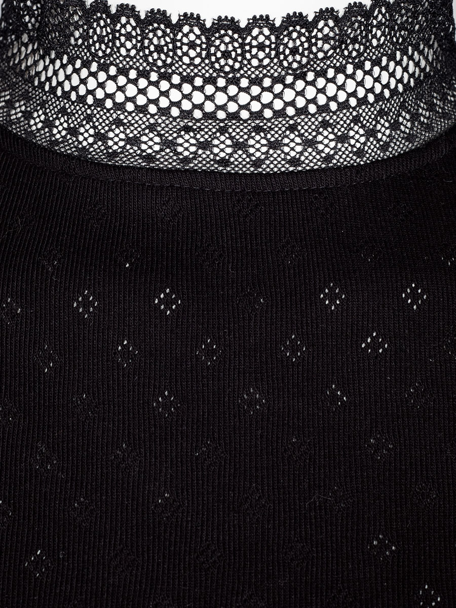 Feli und Hans Langarmshirt Parndorf, schwarz, Spitzenkragen, hochgeschlossen, Stretch #4
