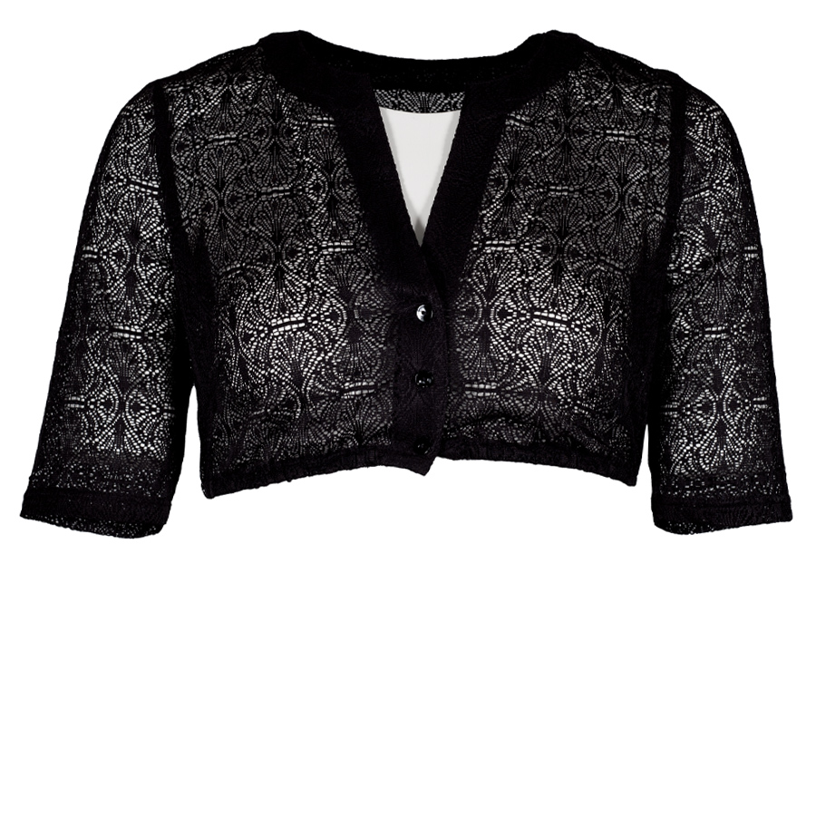 Waldorff Dirndlbluse Tina, schwarz, V-Ausschnitt, Spitze, Kurzarm #1