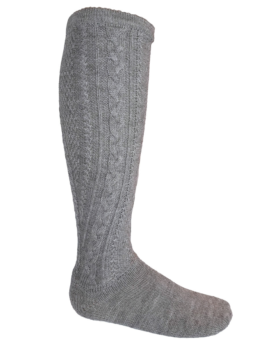 Gottseidank Kniestrumpf Loisach, beige-grau, Zopfmuster #1