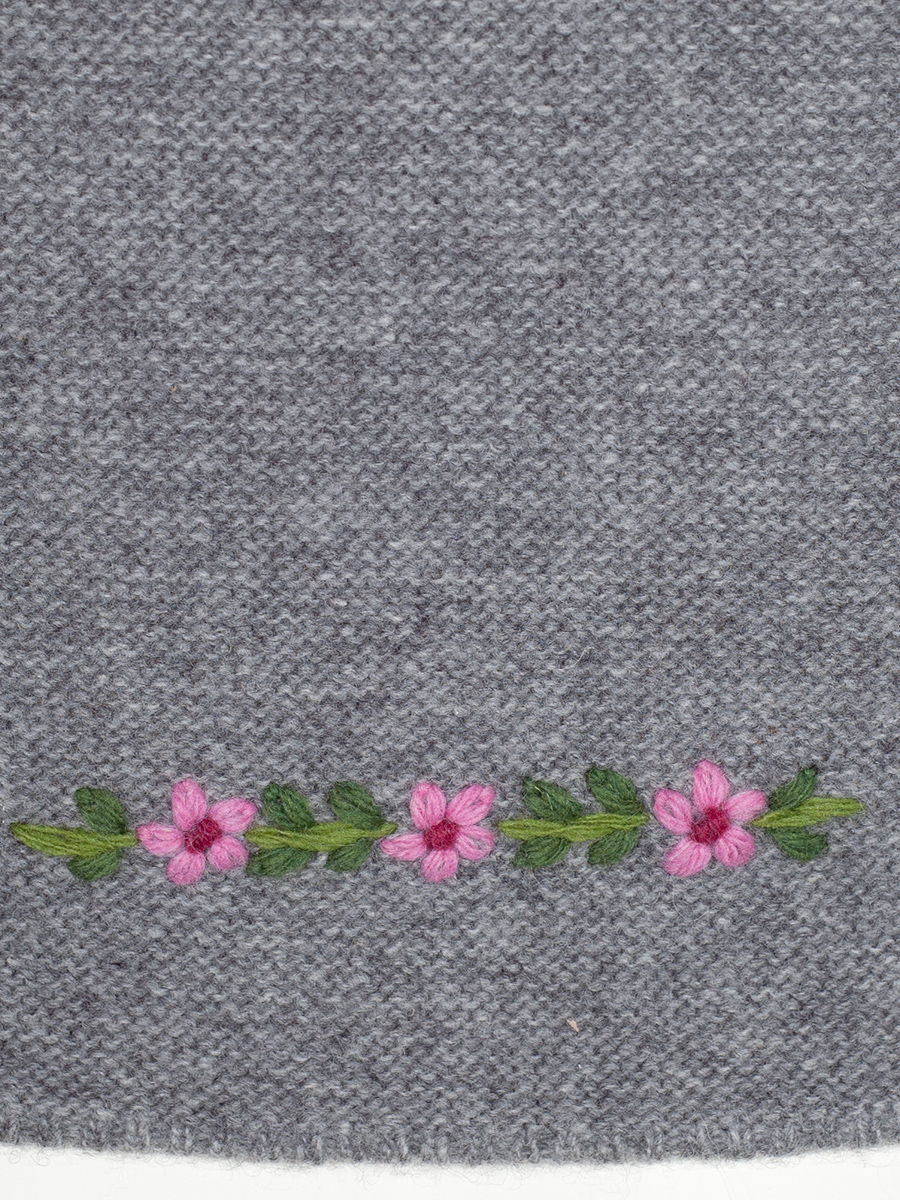 Huber Strickjacke Mila, grau, Blumenstick rosa #3