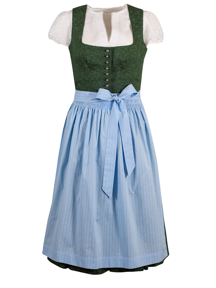 Wenger Baumwolldirndl Anna, grün-blau, 70lg #1