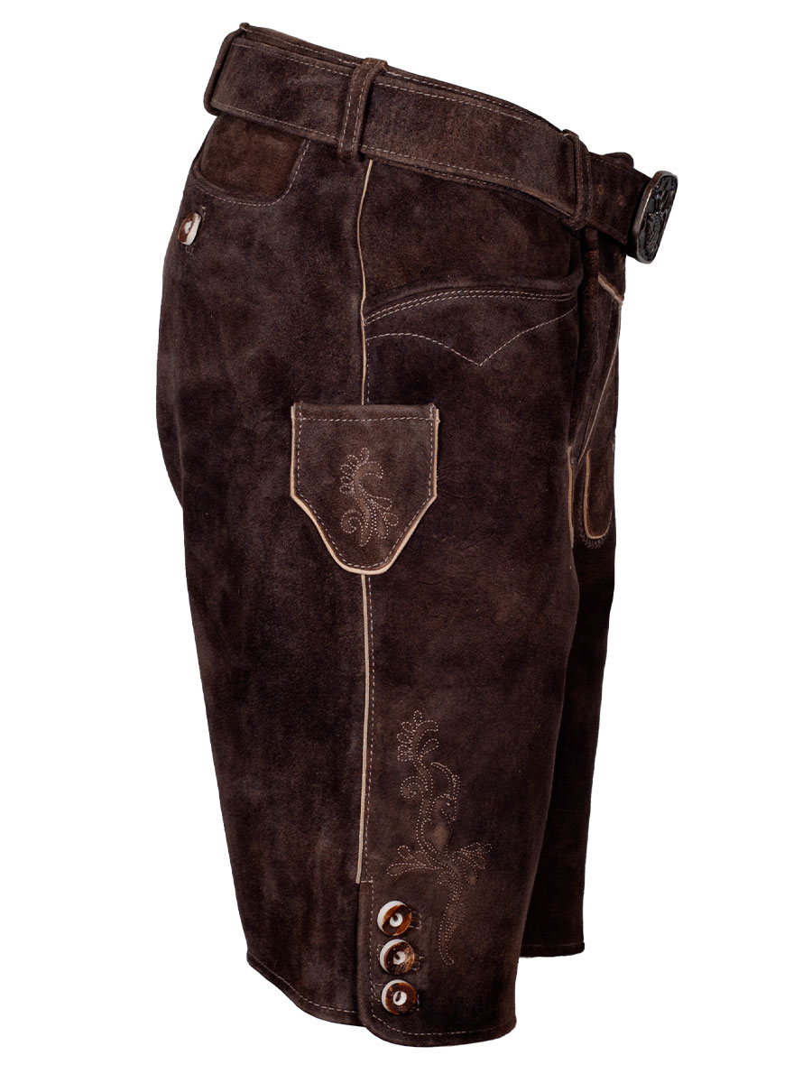 Spieth & Wensky Kurze Lederhose Rampoldi mit Gürtel, nutria, braun #3