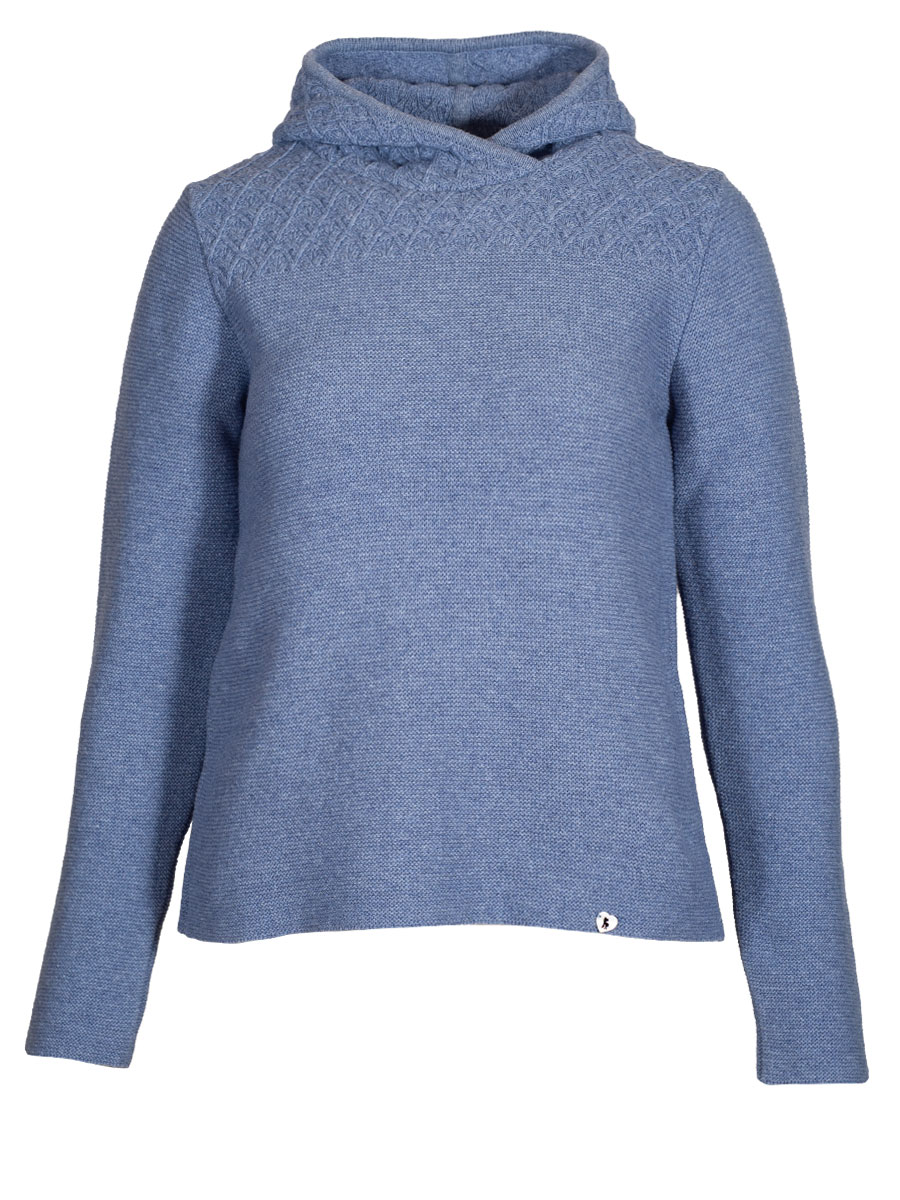 hausg'macht Kapuzen-Strickpullover Ines, rauchblau, mit Rückenfalte #1