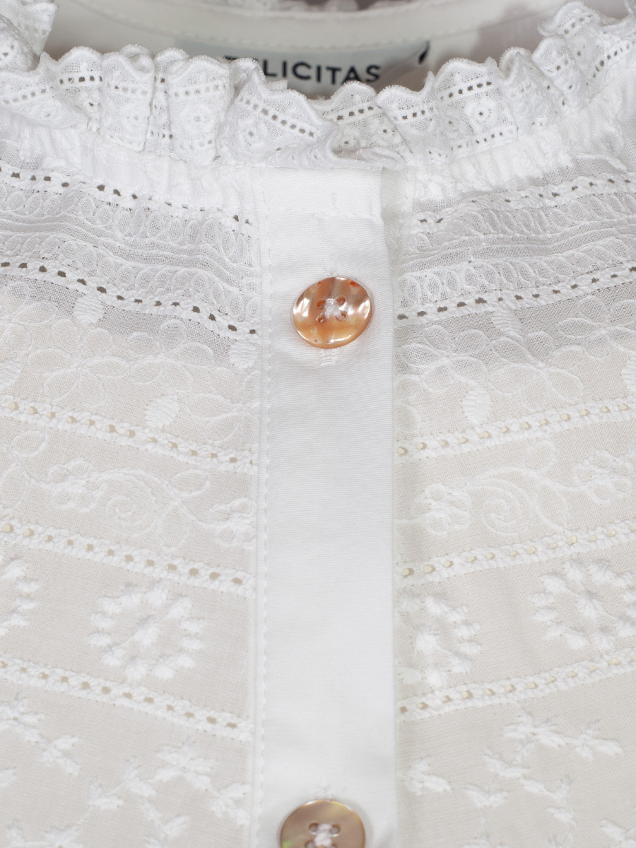 Feli und Hans Langarmbluse Bibi, weiß, Spitze, Biesen #2