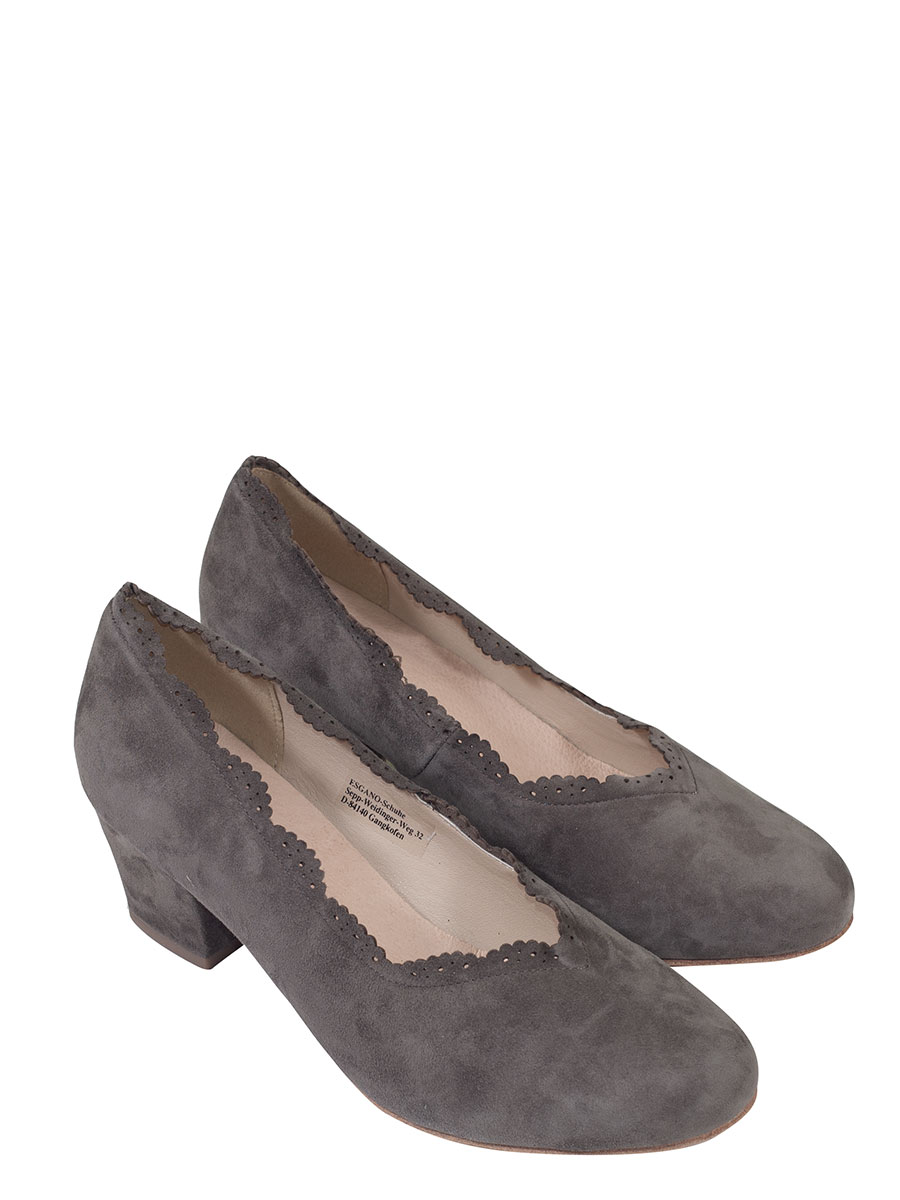 Esgano Schuhe, Trachtenpumps, grau, Wildleder #1