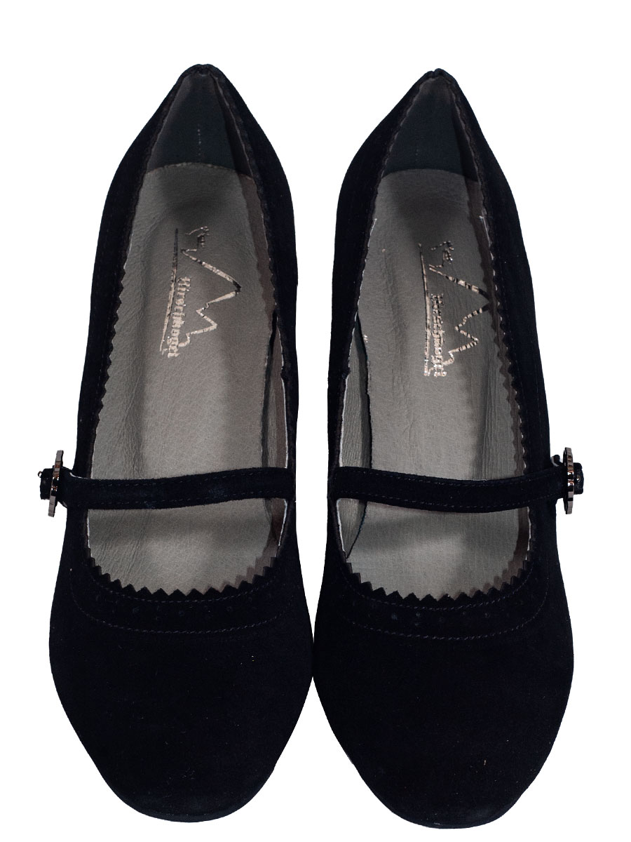Esgano Schuhe, Trachtenpumps, schwarz, Wildleder, mit Schnalle #4