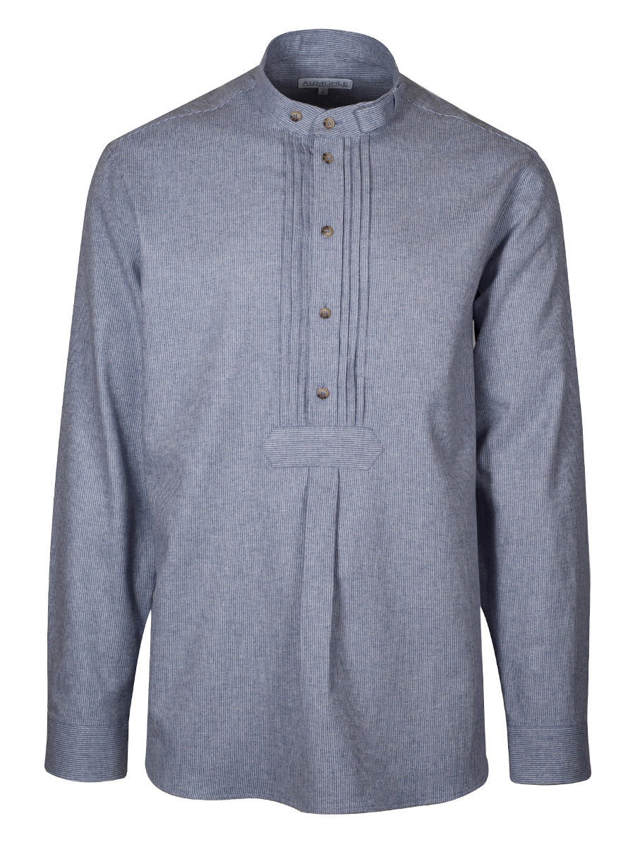 Waldorff Trachtenhemd hellblau, gestreift, Pfoad, Stehkragen #1