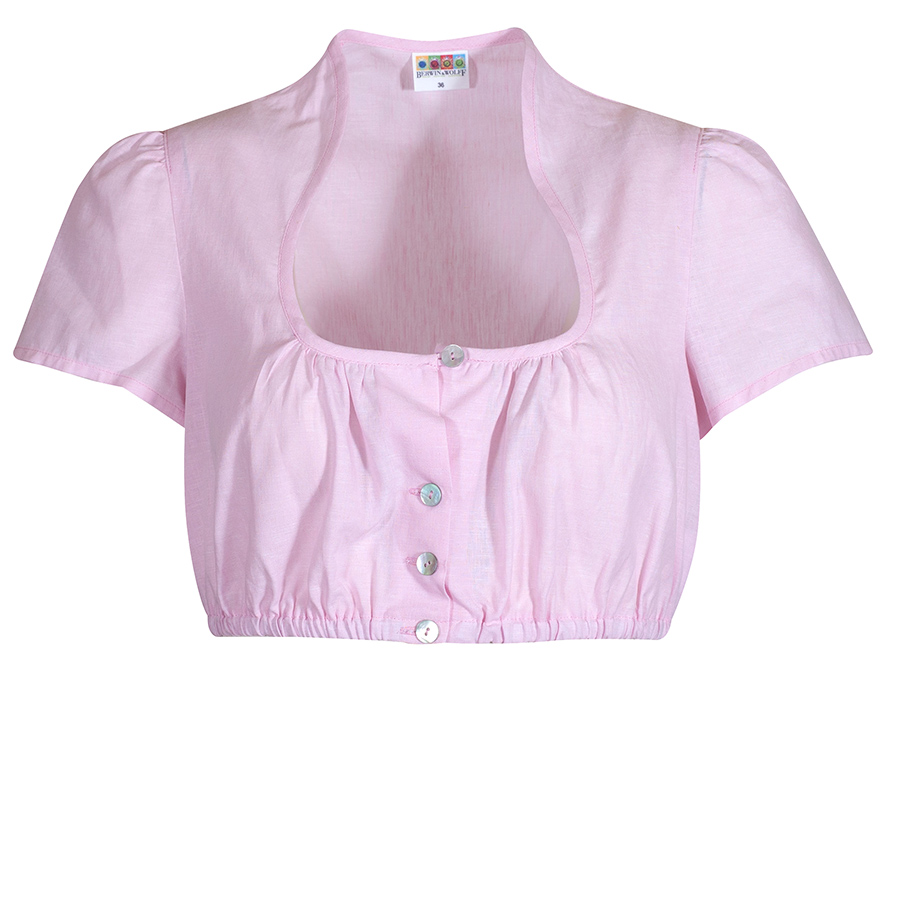 Berwin & Wolff Dirndlbluse, rosa, runder Ausschnitt, Kelchkragen, Kurzarm #1