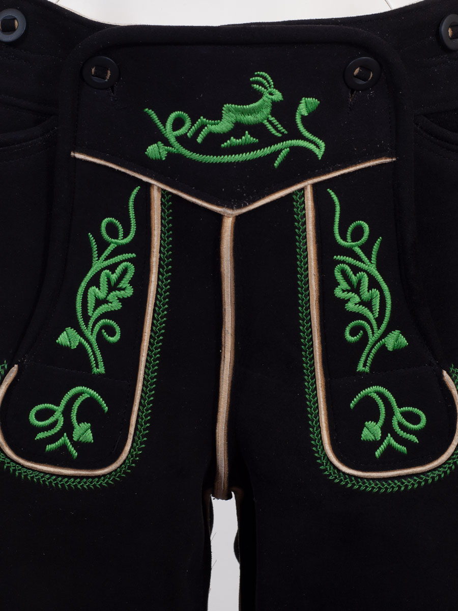 hausg´macht Lederhose Originaltracht, Schliersee, Handstick-Optik, Hirsch, hellgrün #4
