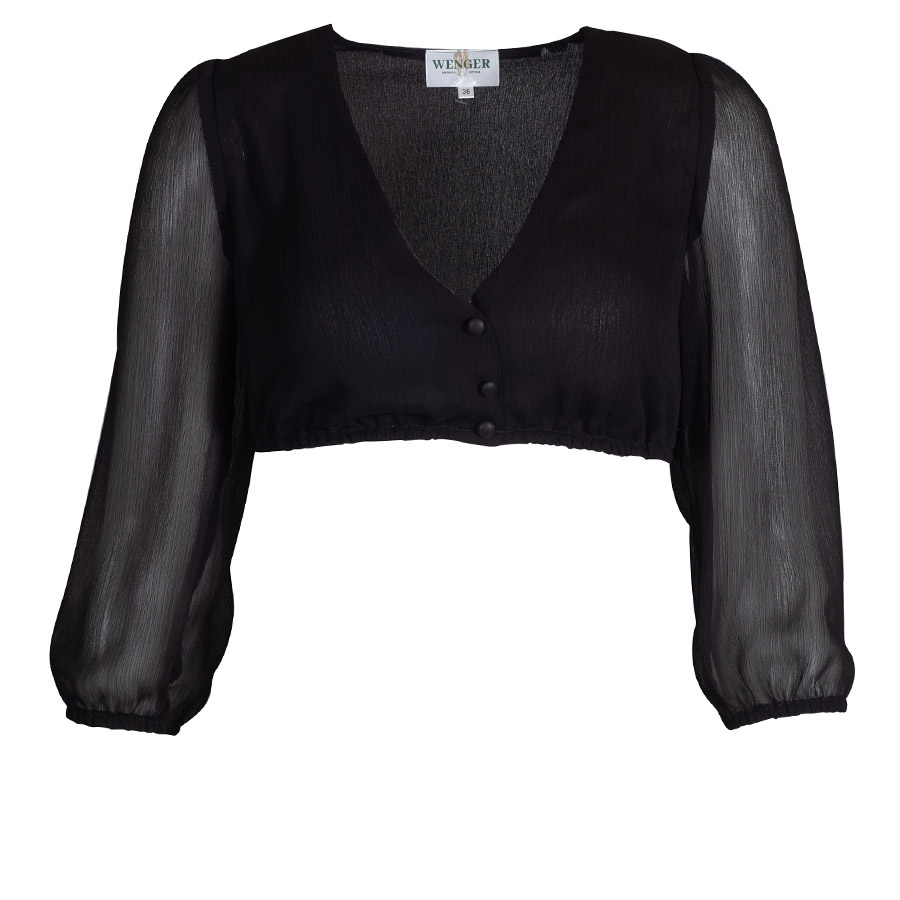 Wenger Dirndlbluse Petra schwarz, V-Ausschnitt, luftig, 3/4-Arm #1