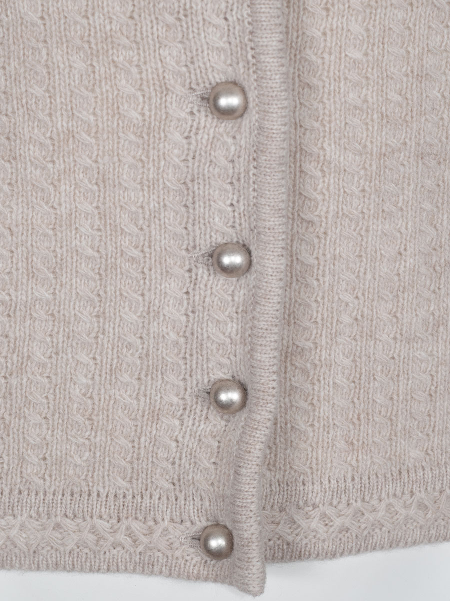 Huber Strickjacke Katharina, beige, Puffarme, Strickmuster #4