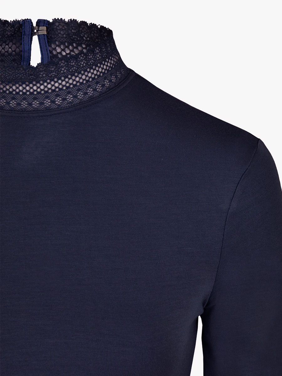 Feli und Hans Langarmshirt Parndorf, marine, Spitzenkragen, hochgeschlossen, Stretch #2
