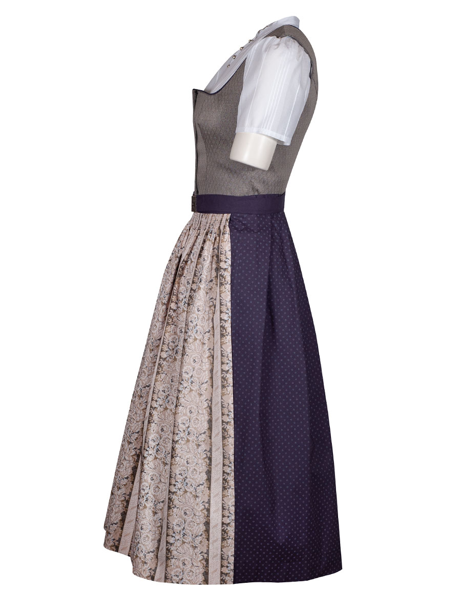 Schloß Orth Dirndl Viktoria, beige-blau, mit Schließe, Leinen, 80lg #2