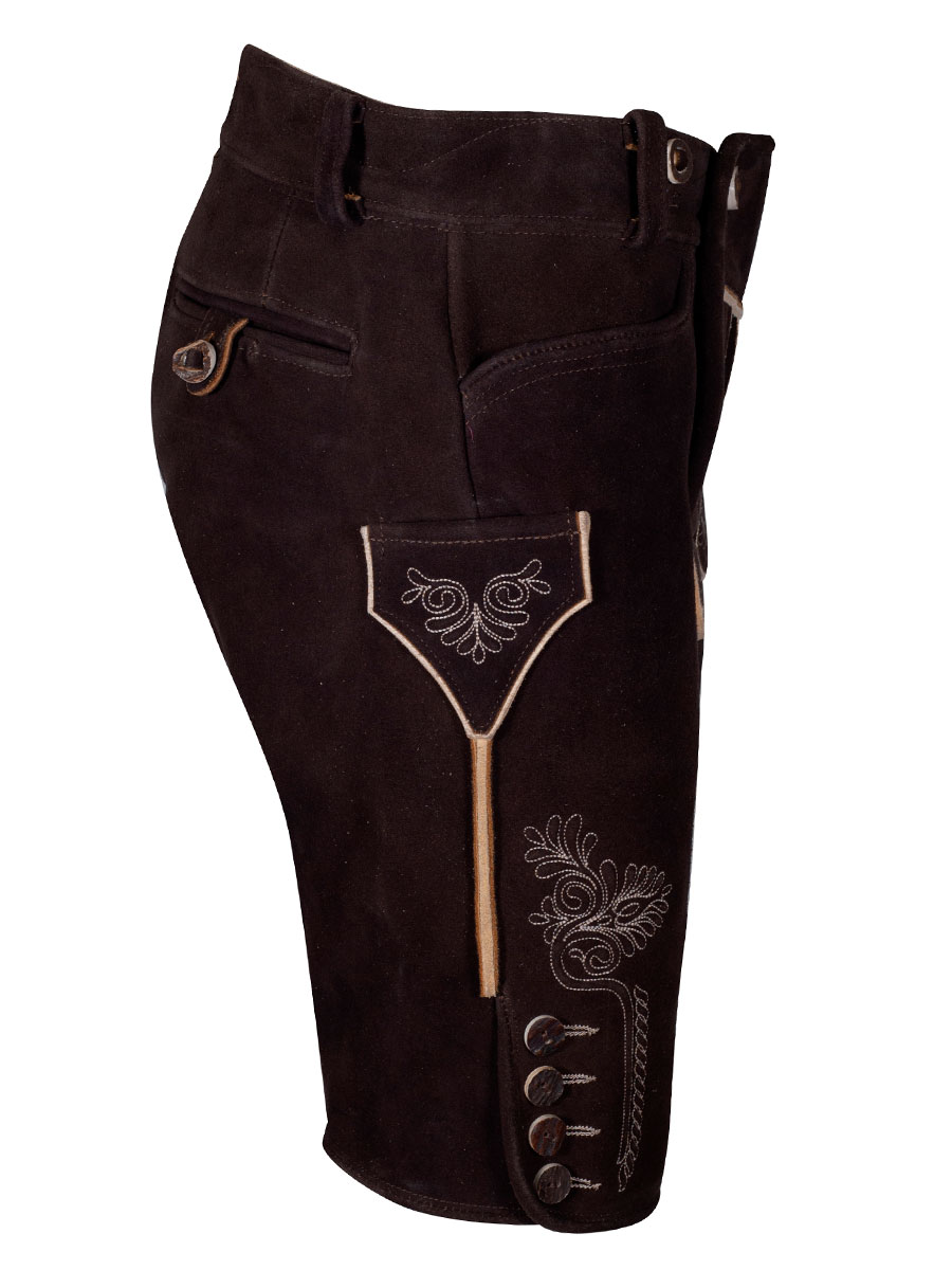 hausg'macht kurze Lederhose Appenzell, braun, Hirsch, sämina, heller Stick #2