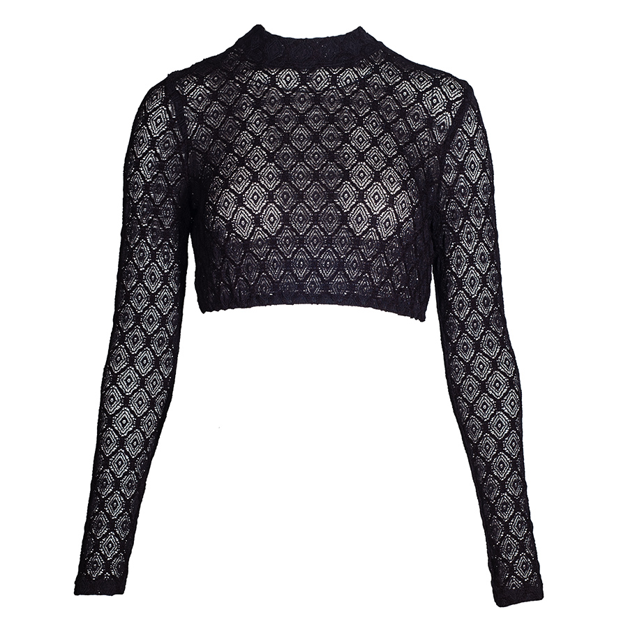 Waldorff Spitzen-Dirndlbluse Walli, schwarz, Langarm, hochgeschlossen #1