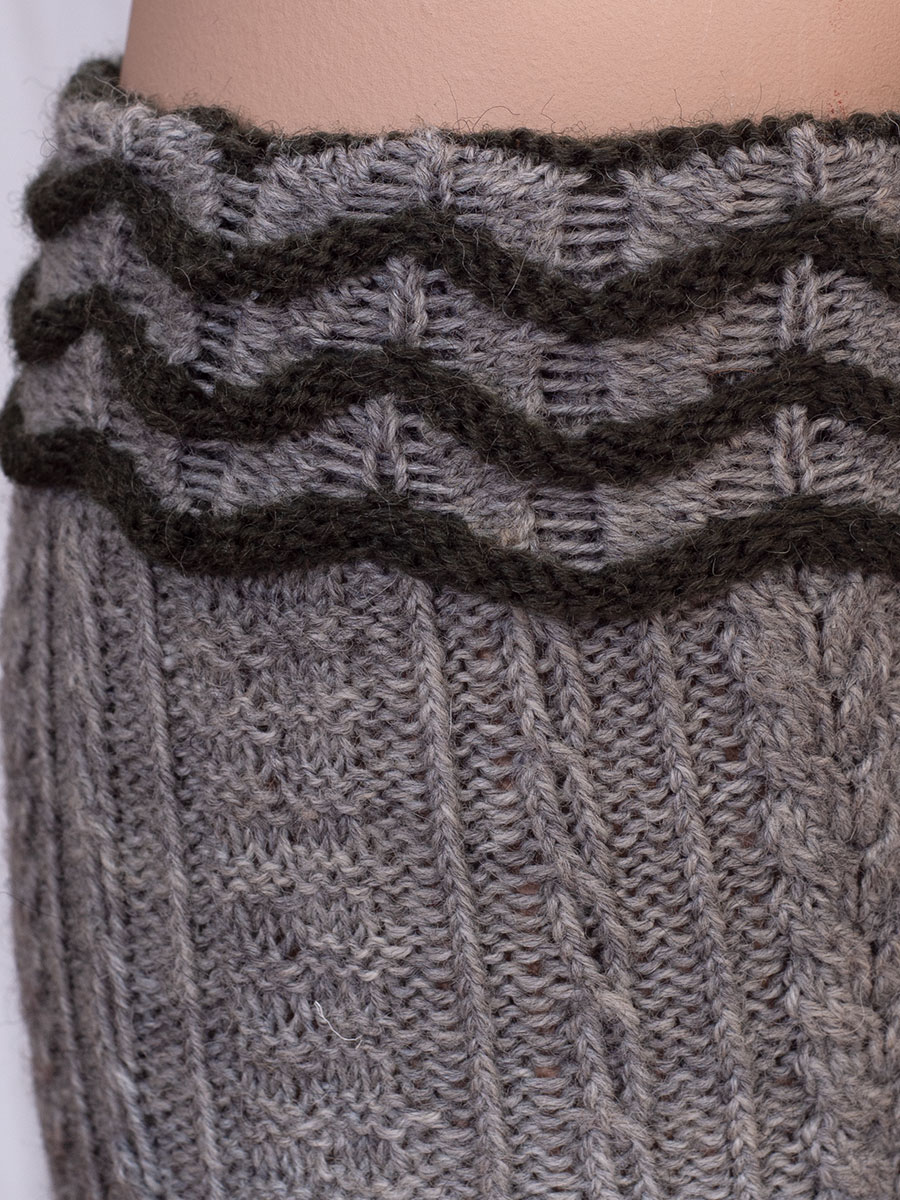 hausg'macht Umschlagstrumpf Werdenfels, mittelgrau-lodengrün, handgefertigt #3