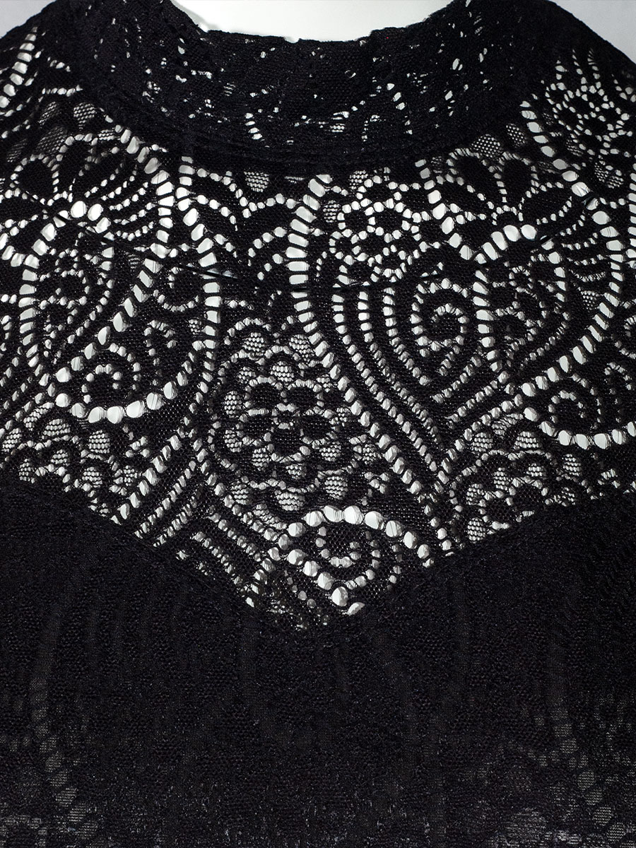 Waldorff Spitzenshirt, schwarz, Stretch, elegant, hochgeschlossen, Langarm #4