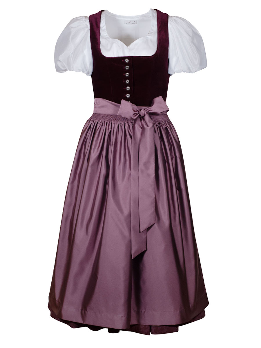 Hammerschmid Dirndl Pillersee, bordeaux, Samtmieder, 80lg #1