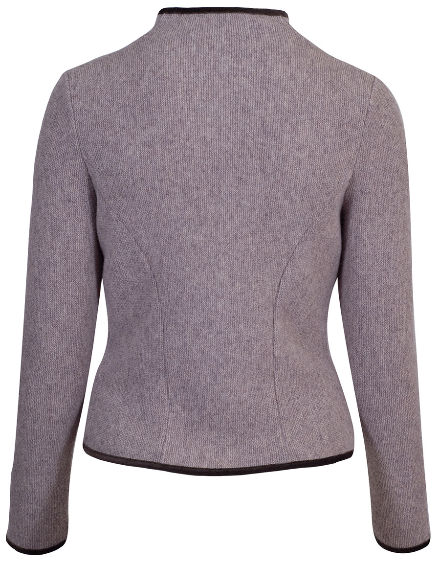 Astrifa Strickjacke Bairach, lehmfarben mit Samteinfassung, Kelchkragen #3