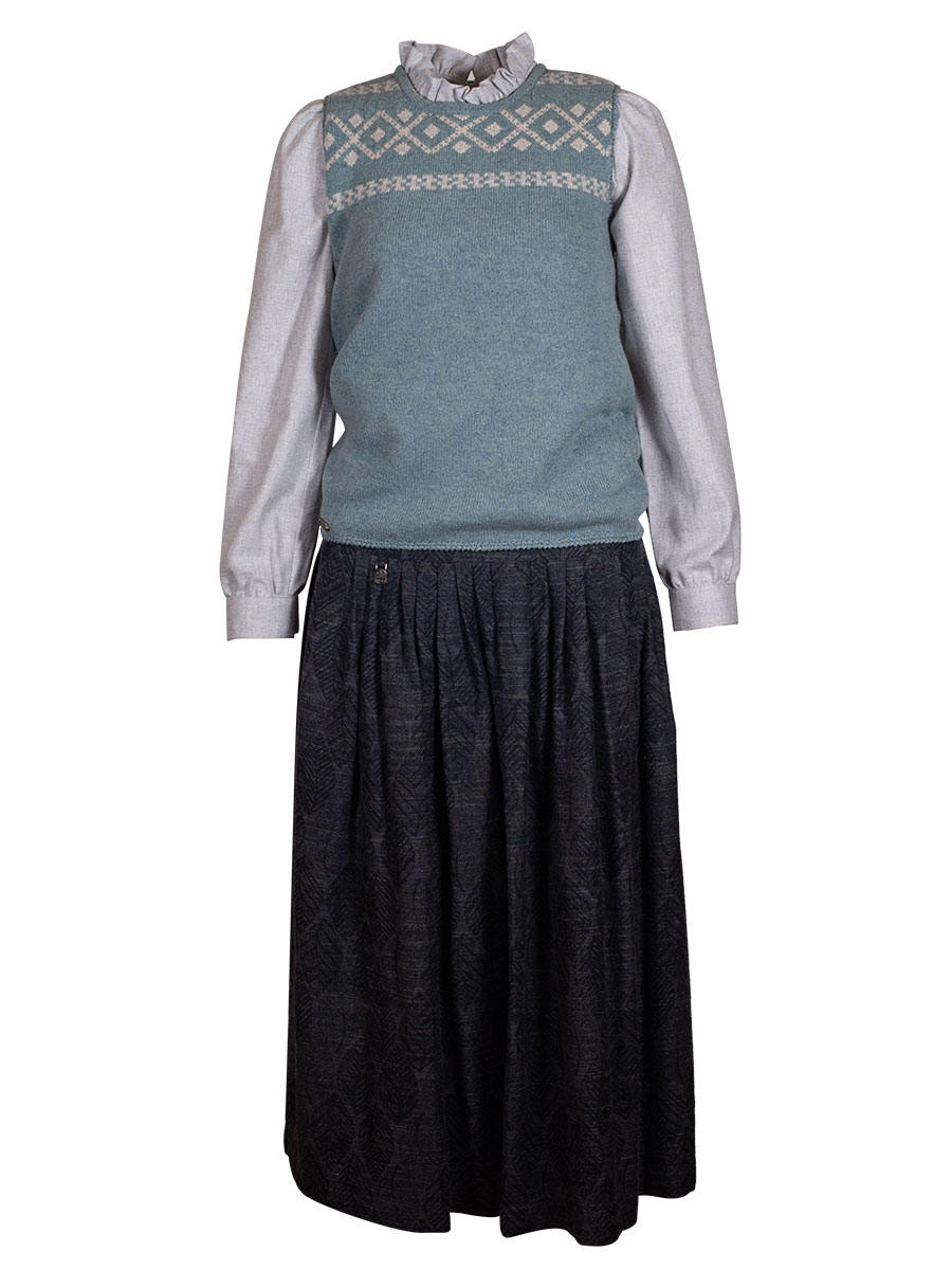 Hammerschmid Flanellbluse Hannelore, hellgrau, hochgeschlossen, Rüschenkragen #2