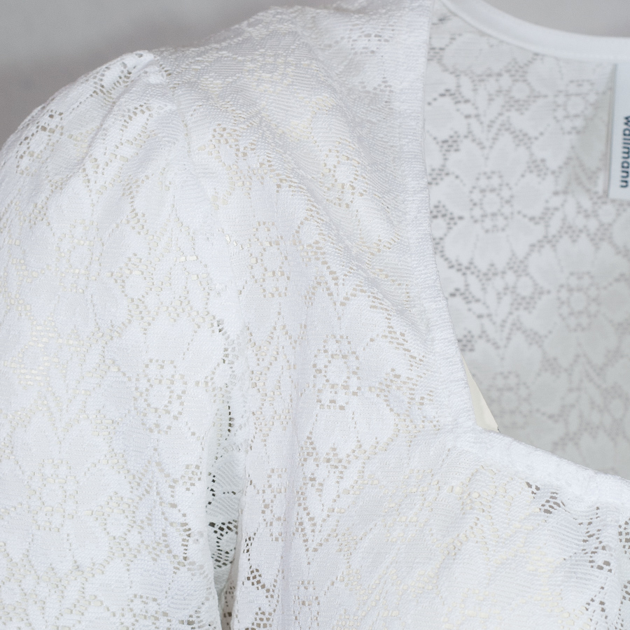 Wallmann Dirndlbluse Magnolia, weiß, Spitzenbluse, eckiger Ausschnitt #3