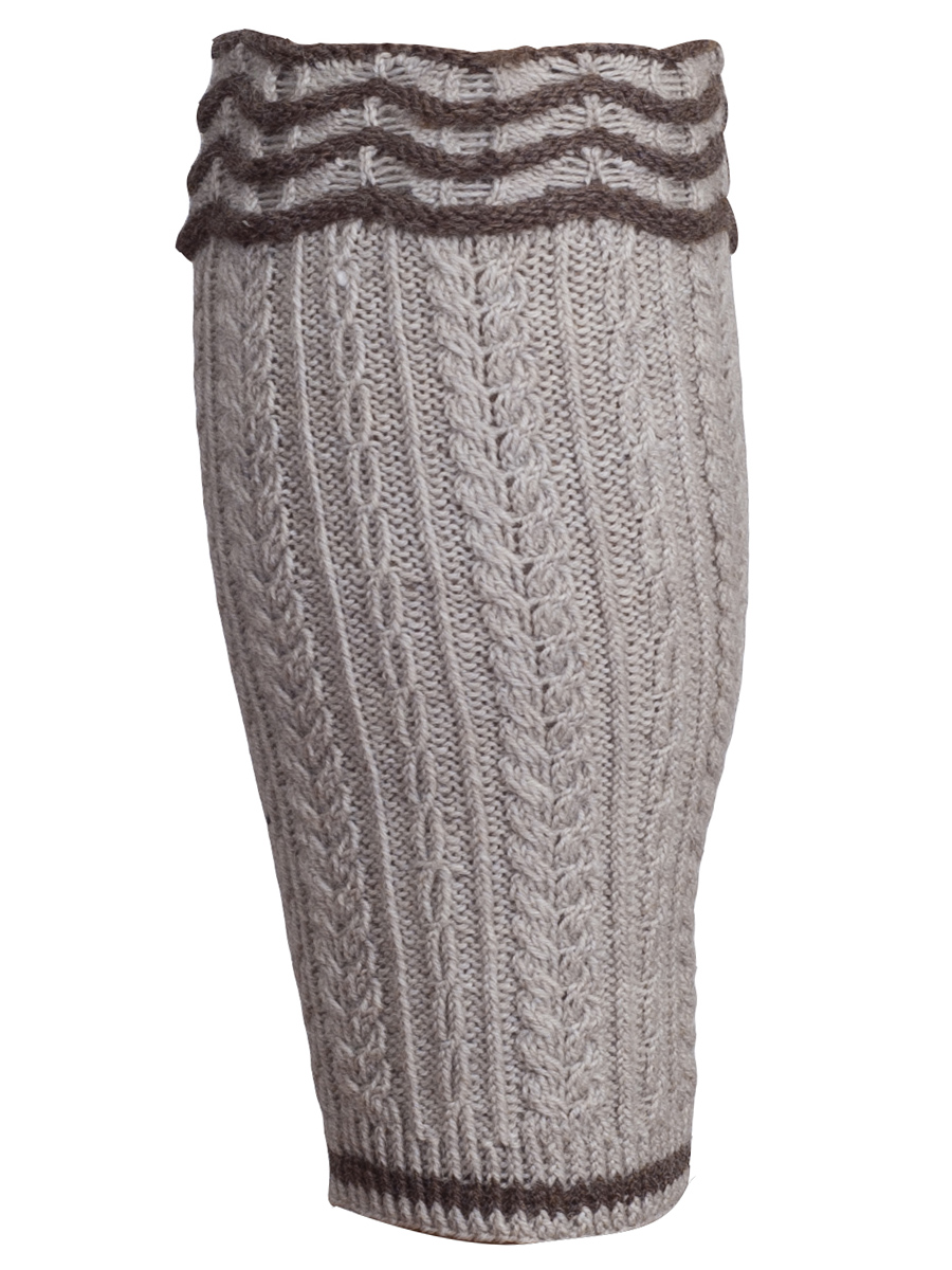 hausg'macht Loferl, beige-mittelgrau, Strick, handgestrickt #1