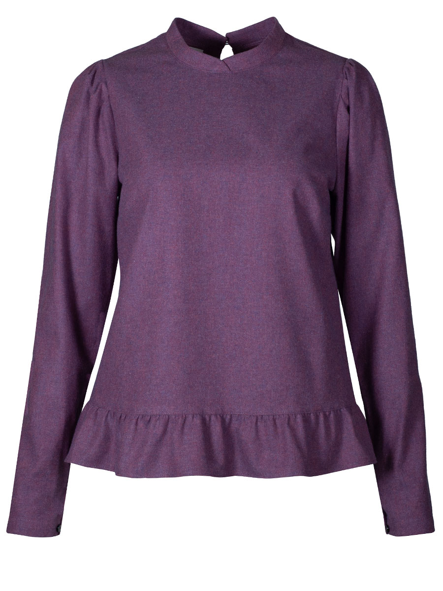 Waldorff Flanellbluse, Langarm, beere, Rüschen #1