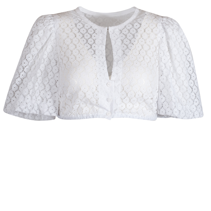 Waldorff Dirndlbluse, weiß, Lochmuster, Spitzenbluse #1