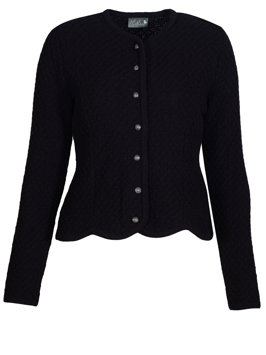Huber Strickjacke Daria, schwarz, gewellte Abschluss, Schoßerl Huber Strickjacke Daria, schwarz, gewellte Abschluss, Schoßerl #1